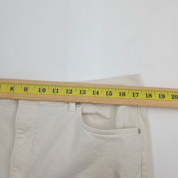Loft Womens Off-White Straight Crop Jeans Size 14 High-Rise Raw Hem Stretch - Picture 9 of 13